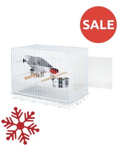Liberta Parrot Travel Cage, Holiday Cage, African Grey Travel Cage - White 